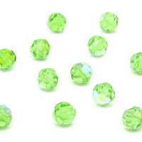 Vintage 8mm Faceted Rounds, Peridot AB Machine Cut Crystal Beads
