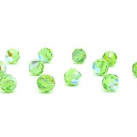 Vintage 8mm Faceted Rounds, Peridot AB Machine Cut Crystal Beads