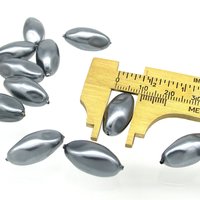 20x10mm Tapered Baroque Oval Beads, Dark Gray Plastic Pearls