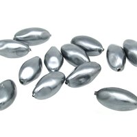 20x10mm Tapered Baroque Oval Beads, Dark Gray Plastic Pearls