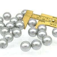 14mm Round Beads, Vintage Silver Gray Plastic Pearls