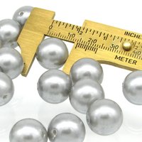 14mm Round Beads, Vintage Silver Gray Plastic Pearls