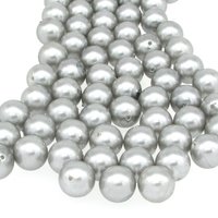 14mm Round Beads, Vintage Silver Gray Plastic Pearls