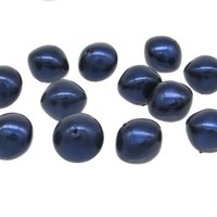 15mm Chubby Rondelles, Vintage 1960's Opaque Midnight Blue Plastic Pearls