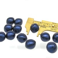 15mm Chubby Rondelles, Vintage 1960's Opaque Midnight Blue Plastic Pearls
