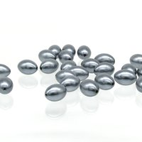 11.5x8mm Oval Beads, Opaque Dark Gray Tapered Barrels, Vintage Plastic Rice Pearls (24)