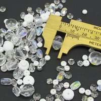 Clear Czech Glass Bead Mix, Fire Polished Faceted Rounds and Barrels, 120 pcs