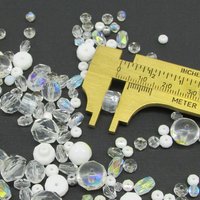 Clear Czech Glass Bead Mix, Fire Polished Faceted Rounds and Barrels, 120 pcs