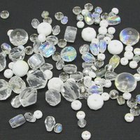 Clear Czech Glass Bead Mix, Fire Polished Faceted Rounds and Barrels, 120 pcs