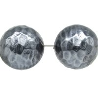 Vintage 24mm Round Beads, Large Dark Gray Textured Faux Pearls