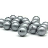 Vintage Plastic Pearls 12mm 14mm Round Gray Beads