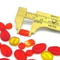 Flat Czech Glass Window Beads, Orange and Yellow Mix