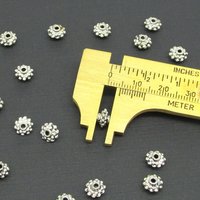Silver-Plated Double Daisy Rondelles, 4.5x7mm Small Spacer Beads (17)