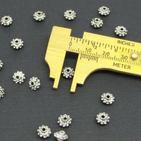 Silver-Plated Double Daisy Rondelles, 4.5x7mm Small Spacer Beads (17)