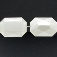 25x18mm Faceted Octagons, Opaque White Pearlized Baguettes, Vintage Plastic Beads (10)