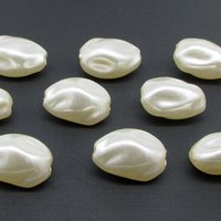 Vintage Cream Lustre Beads, 25x17mm Baroque Oval Plastic Pearls (12)