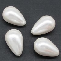 26.5x17mm Teardrop Beads, Opaque White Vintage Plastic Pearls (8)