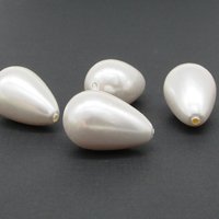 26.5x17mm Teardrop Beads, Opaque White Vintage Plastic Pearls (8)