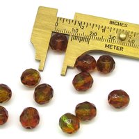 10mm Round Faceted Topaz Czech Glass Beads