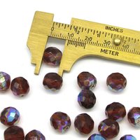10mm Round Faceted Topaz Czech Glass Beads