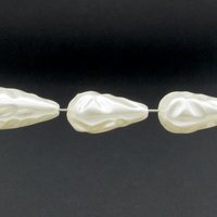22x11.5mm Cream Teardrops, Vintage 27x13.5mm Beads,  30x15.75mm Textured Plastic Pearls