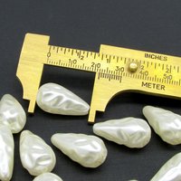 22x11.5mm Cream Teardrops, Vintage 27x13.5mm Beads,  30x15.75mm Textured Plastic Pearls