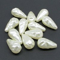 22x11.5mm Cream Teardrops, Vintage 27x13.5mm Beads,  30x15.75mm Textured Plastic Pearls