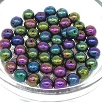 6mm Round Beads, Metallic Purple Iris Druk Czech Pressed Glass Druk Spacers (50)
