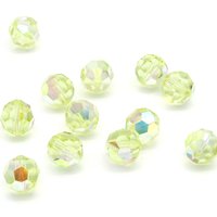 8mm Faceted Round Beads, Vintage Jonquil AB Machine-Cut Crystal Spacers