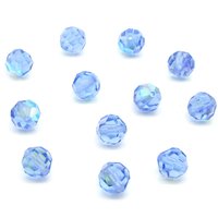 Vintage 8mm Faceted Round Beads, Light Sapphire AB Czech Machine Cut Crystal
