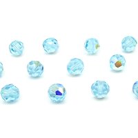 10mm Faceted Round Beads, Vintage Aqua AB Czech Machine Cut Crystal, Iridescent Pastel Blue-Green Spacers (12)