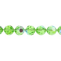10mm Faceted Round Beads, Peridot AB Vintage Czech Machine Cut Crystal, Iridescent Pale Green Spacers
