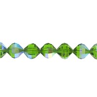 10x10mm Faceted Polygons Beads, Emerald AB Vintage Machine Cut Crystal Octagons (12)
