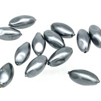 20x10mm Tapered Baroque Oval Beads, Dark Gray Plastic Pearls