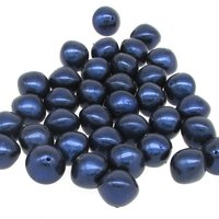 15mm Chubby Rondelles, Vintage 1960's Opaque Midnight Blue Plastic Pearls