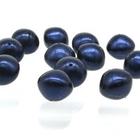 15mm Chubby Rondelles, Vintage 1960's Opaque Midnight Blue Plastic Pearls