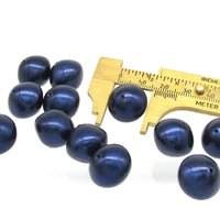 15mm Chubby Rondelles, Vintage 1960's Opaque Midnight Blue Plastic Pearls