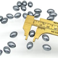 11.5x8mm Oval Beads, Opaque Dark Gray Tapered Barrels, Vintage Plastic Rice Pearls (24)
