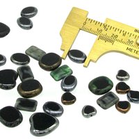 Flat Bead Mix, Opaque Black Picasso Czech Glass 2-Cut Hearts, Ovals and Rectangles