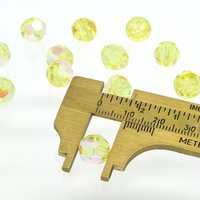 10mm Faceted Round Beads, Vintage Jonquil AB Czech Machine Cut Crystal (12)