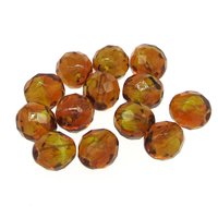 10mm Round Faceted Topaz Czech Glass Beads