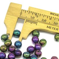 6mm Round Beads, Metallic Purple Iris Druk Czech Pressed Glass Druk Spacers (50)