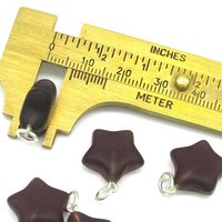 17mm Star Charms, Matte Pressed Glass Pendants