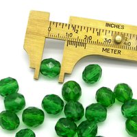 Green 10mm Faceted Rounds, Czech Glass Beads, Choose a Shade