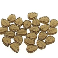 Flat Leaf Beads, Czech Pressed Glass 10x8mm Veined Birch