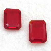 Vintage 20x14mm Octagon Baguettes, Translucent Siam Red Glass Gems