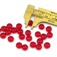 6x8.5mm Faceted Glass Rondelles, Translucent Siam Red