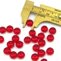 6x8.5mm Faceted Glass Rondelles, Translucent Siam Red