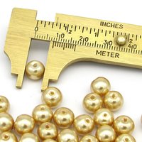 8mm Opaque Gold Rounds, Metallic Lustre Faux Pearl Coated Glass Spacers (50)