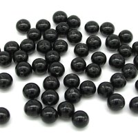 8mm Round Black Glass Beads, Glossy Opaque Jet Spacers (50)